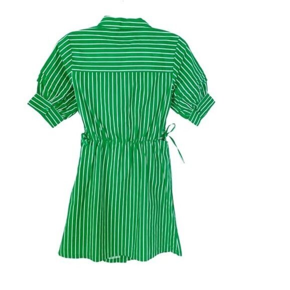Walter Baker Cut Out Midriff Cotton Meera Dress Green Kelly Stripe size S NWT - Picture 5 of 14